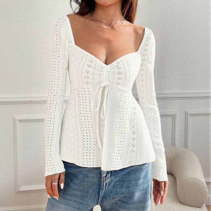 Blouse pour femme avec des détails en volants décorés et un design élégant à lacets Levoire