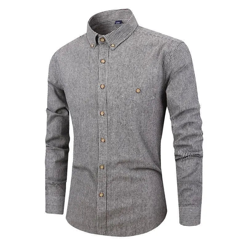 Levoire | Chemise à rayures slim-fit à manches longues Gris et Blanc