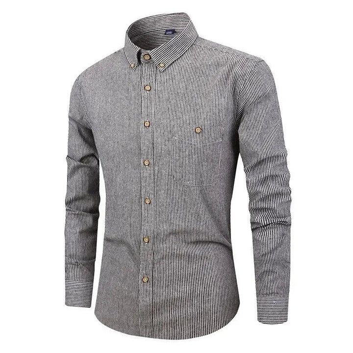 Levoire | Chemise à rayures slim-fit à manches longues Gris et Blanc