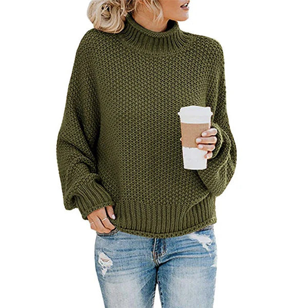 Levoire | Pull Épais Avec Col Montant Vert