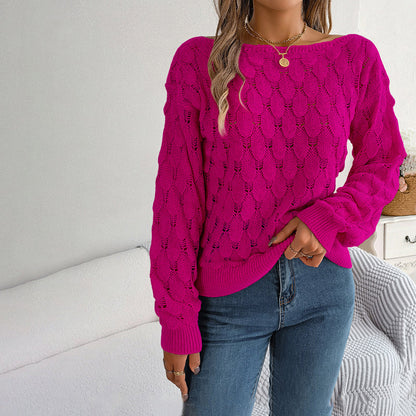 Levoire | En Tricot Creux Décontracté Rouge Rosé