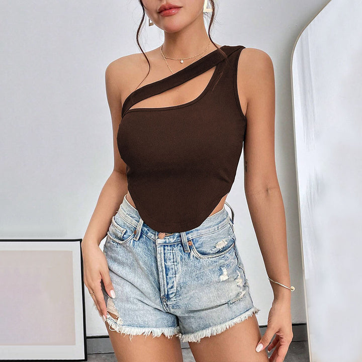 Body asymétrique pour femmes avec de fines bretelles spaghetti et tissu élastique Levoire