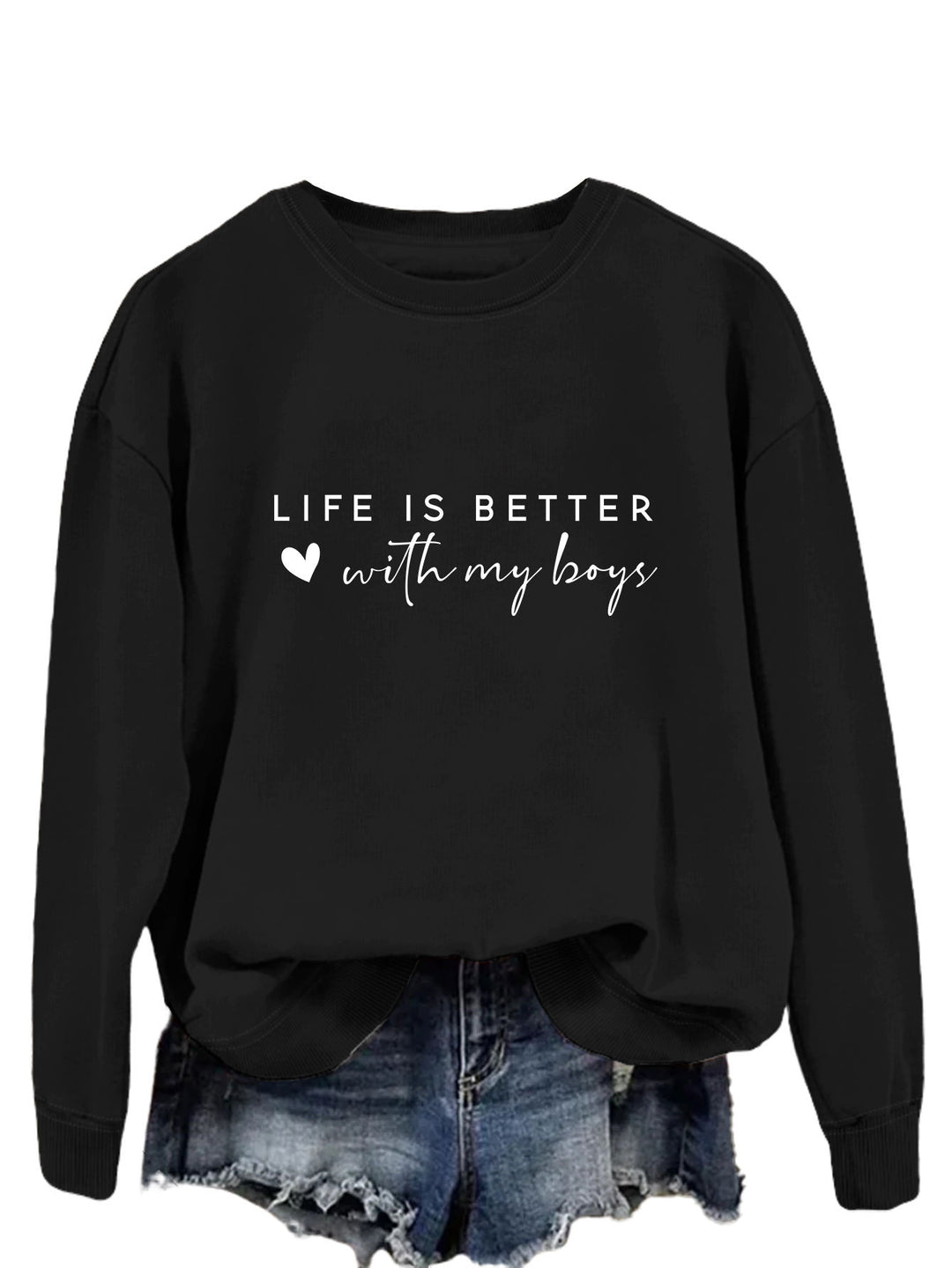 Pull femme confortable à col rond avec impression inspirante Levoire