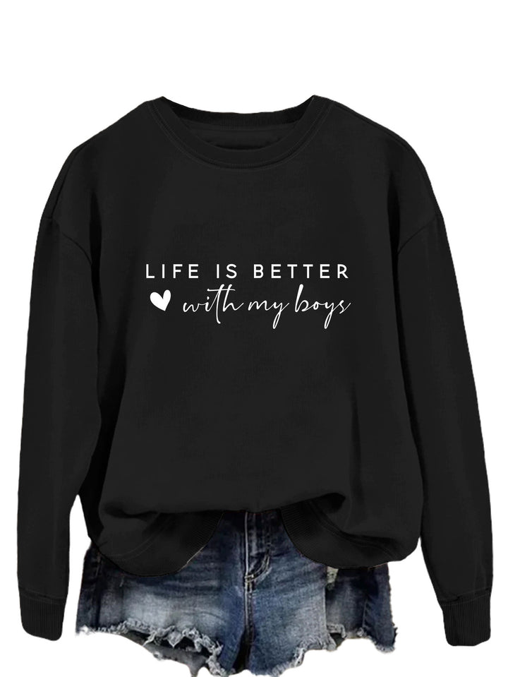 Pull femme confortable à col rond avec impression inspirante Levoire