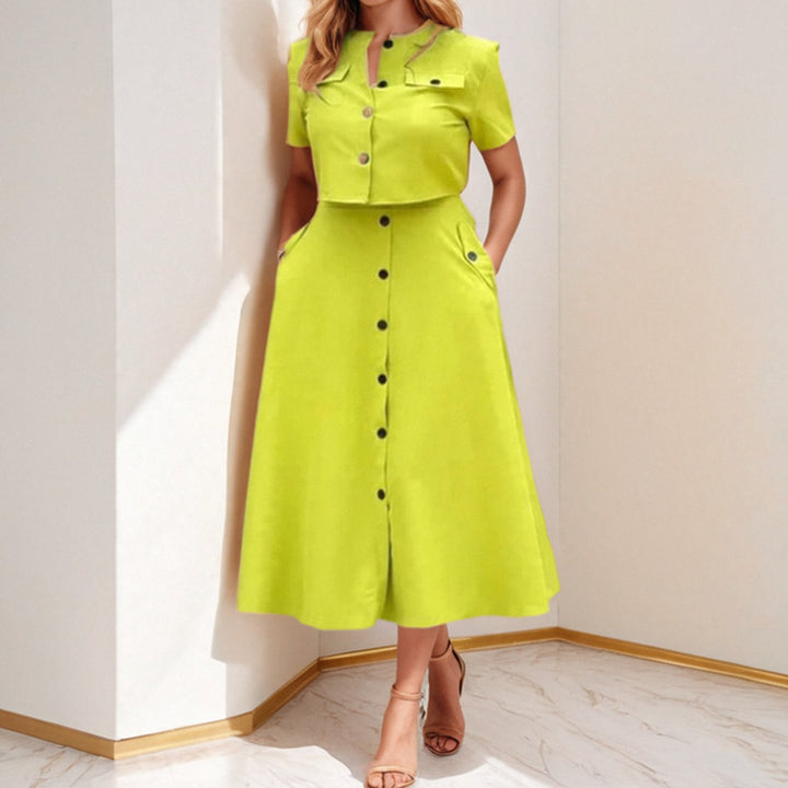 Robe deux pièces pour femmes avec veste courte et longueur mi-mollet ajustée Levoire