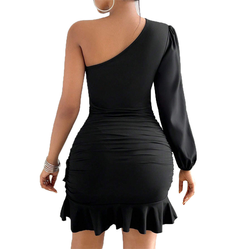 Robe mini enveloppante pour femmes avec coupe asymétrique et ourlet froncé Levoire