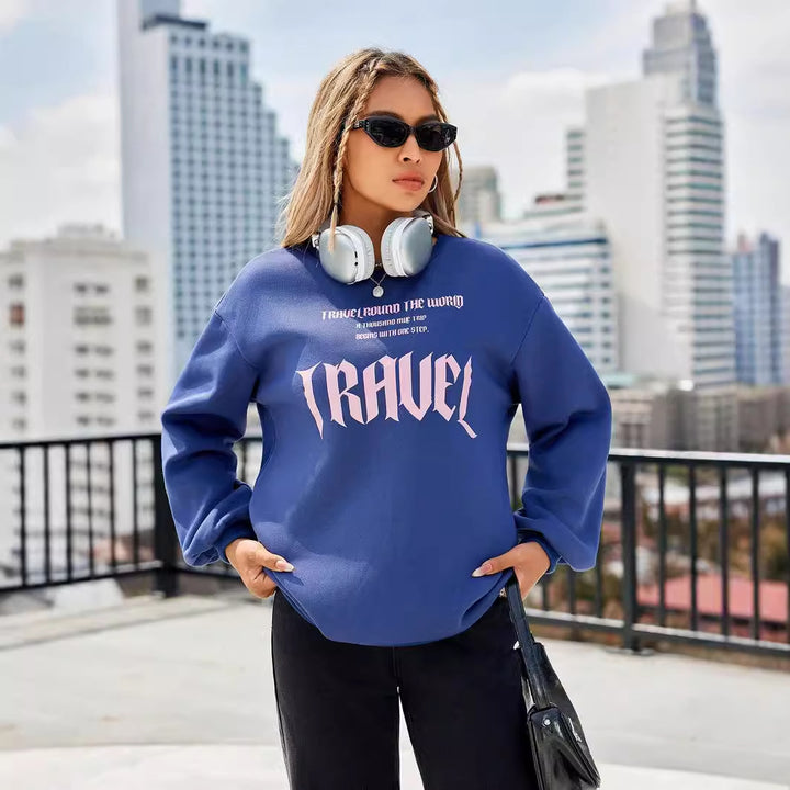 Sweat-shirt pour femmes avec lettrage artistique et coupe décontractée Levoire