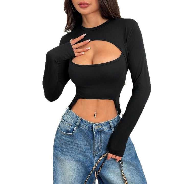 Top long-sleeve ajusté pour femmes avec découpe asymétrique Levoire