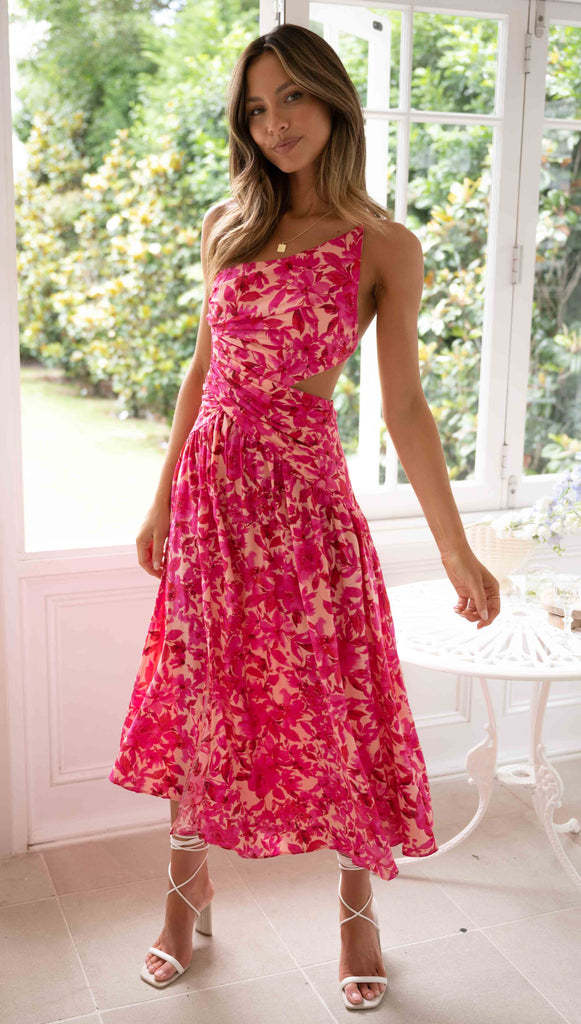 Robe maxi découpée pour femmes avec décolleté asymétrique et jupe fluide Levoire