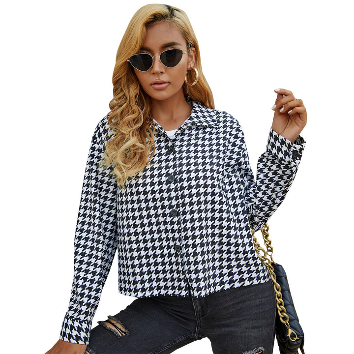 Blouse pour femmes élégante avec un motif pied-de-poule classique Levoire