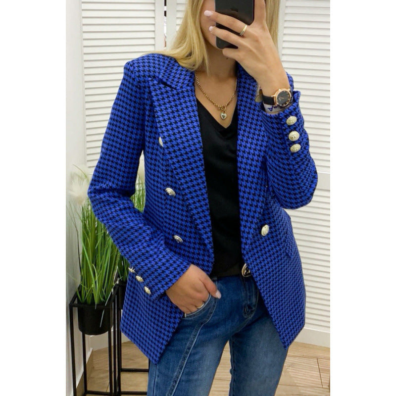 Levoire | Blazer À Carreaux Stylé À Manches Longues