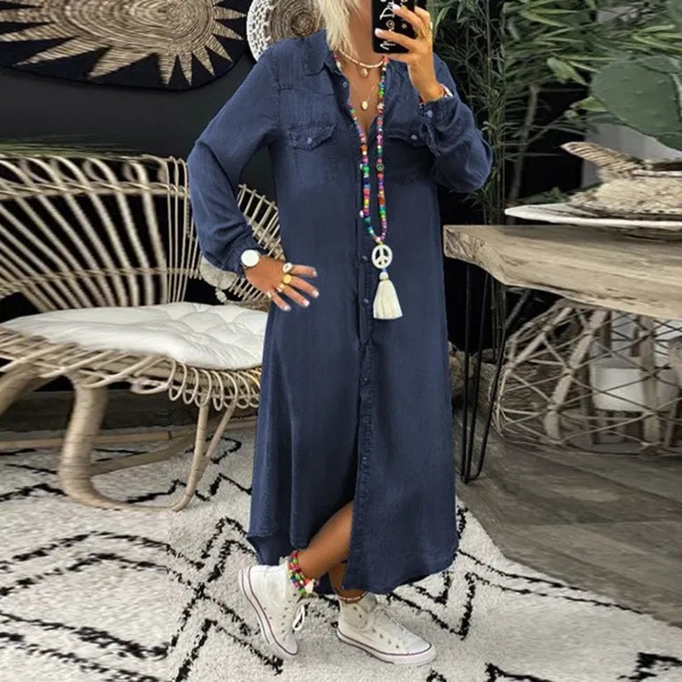 Levoire | Robe En Denim Élégante Pour Femmes Bleu foncé