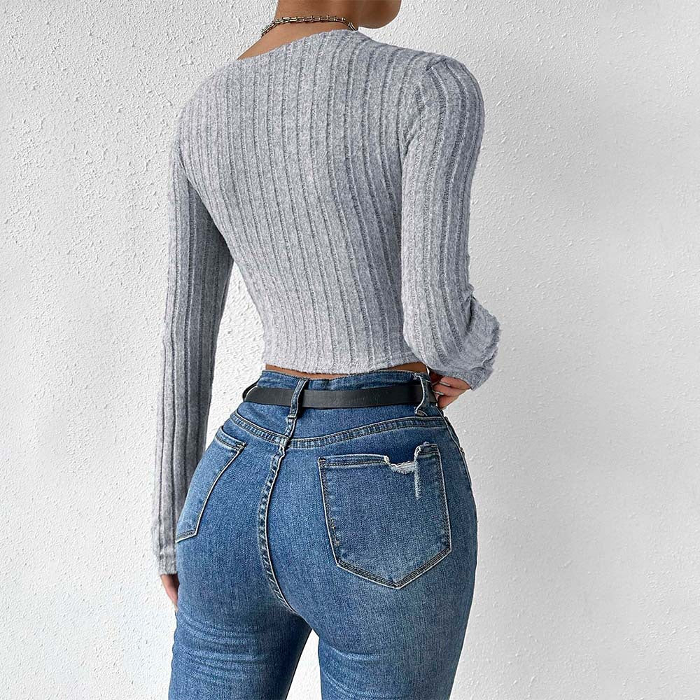 Top cropped femme avec design intemporel en torsion et manches longues Levoire