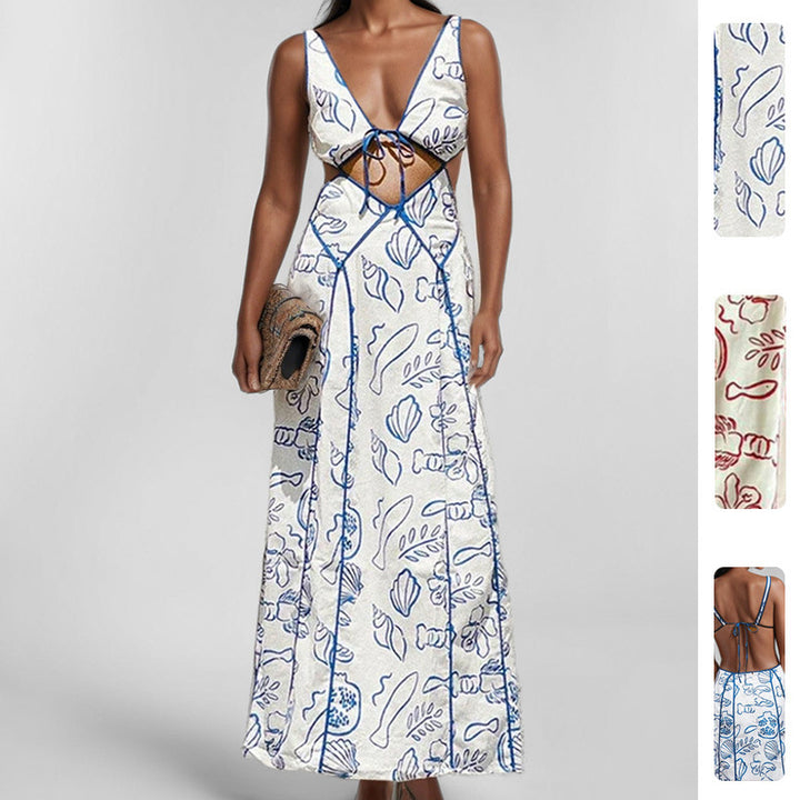 Robe maxi femme avec détail de dos tressé et motif floral Levoire
