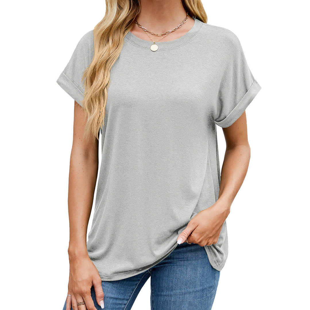 Levoire | Essentiel Uni Ronde Décontractée T-shirt Gris clair