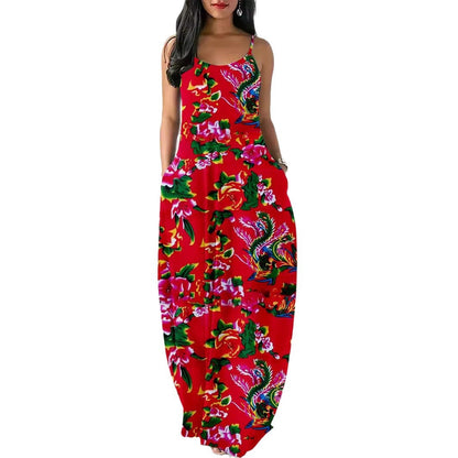 Levoire | Relaxing summer print Add pockets Lörppö Handle Long skirt