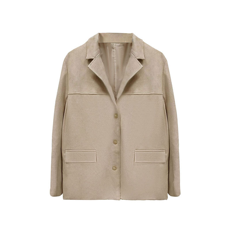 Veste en Suède Élégante pour Femmes avec Coupe Classique et Deux Poches Levoire