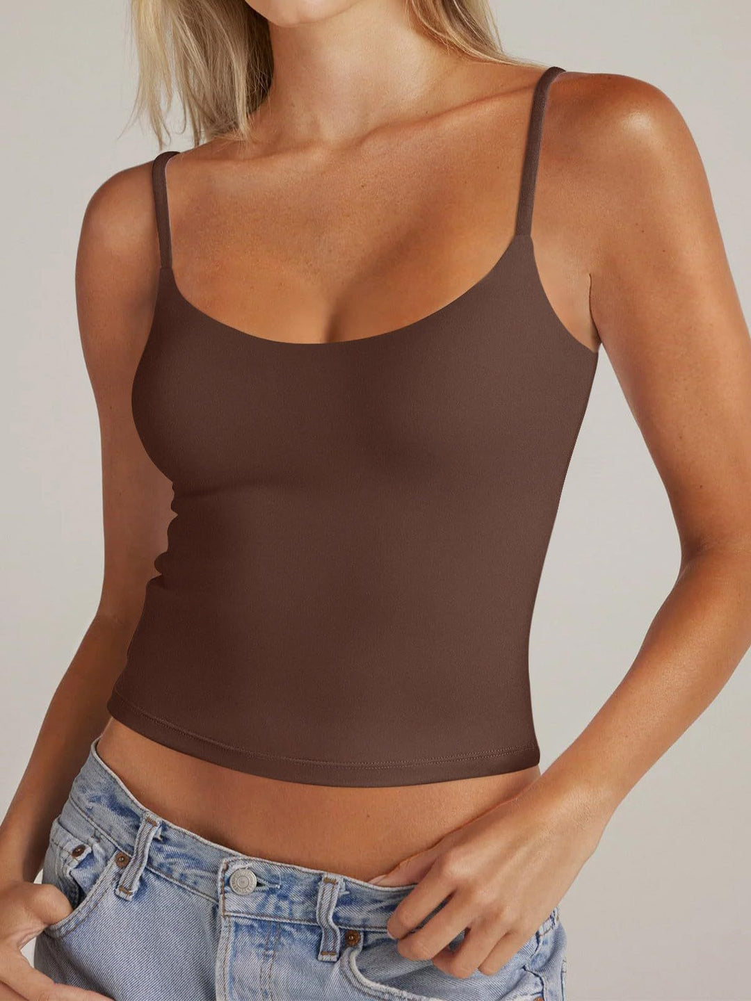 Levoire | Tendance Été Col Rond Bretelles Ajustables Top Braun