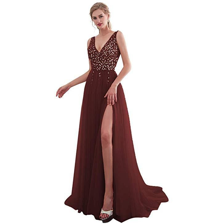 Levoire | Élégante Robe de Soirée Fluide Bordeaux