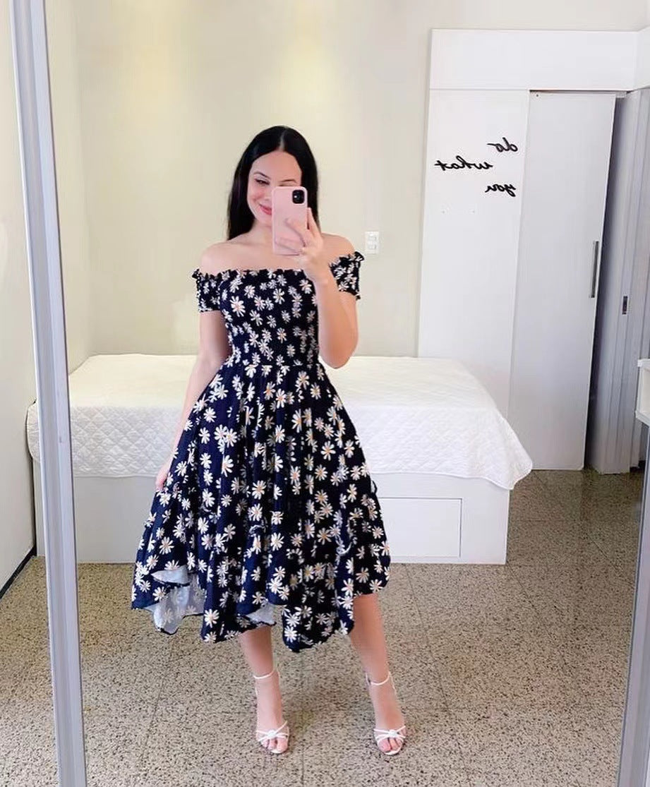 Levoire | Robe mi-longue sans manches élégante avec imprimé Noir et blanc