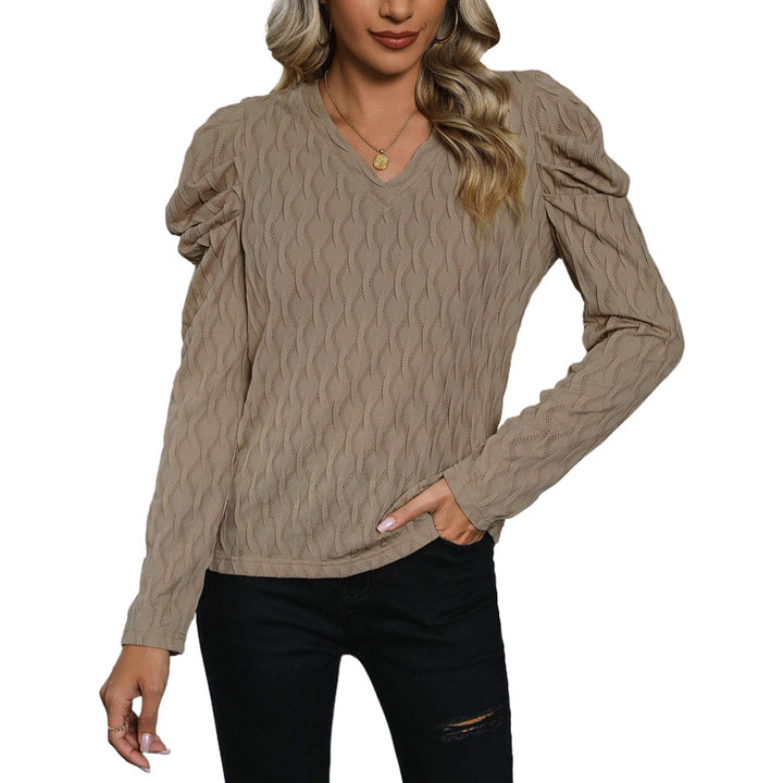 Pull pour femmes avec motif de vagues texturé et élégantes manches bouffantes Levoire