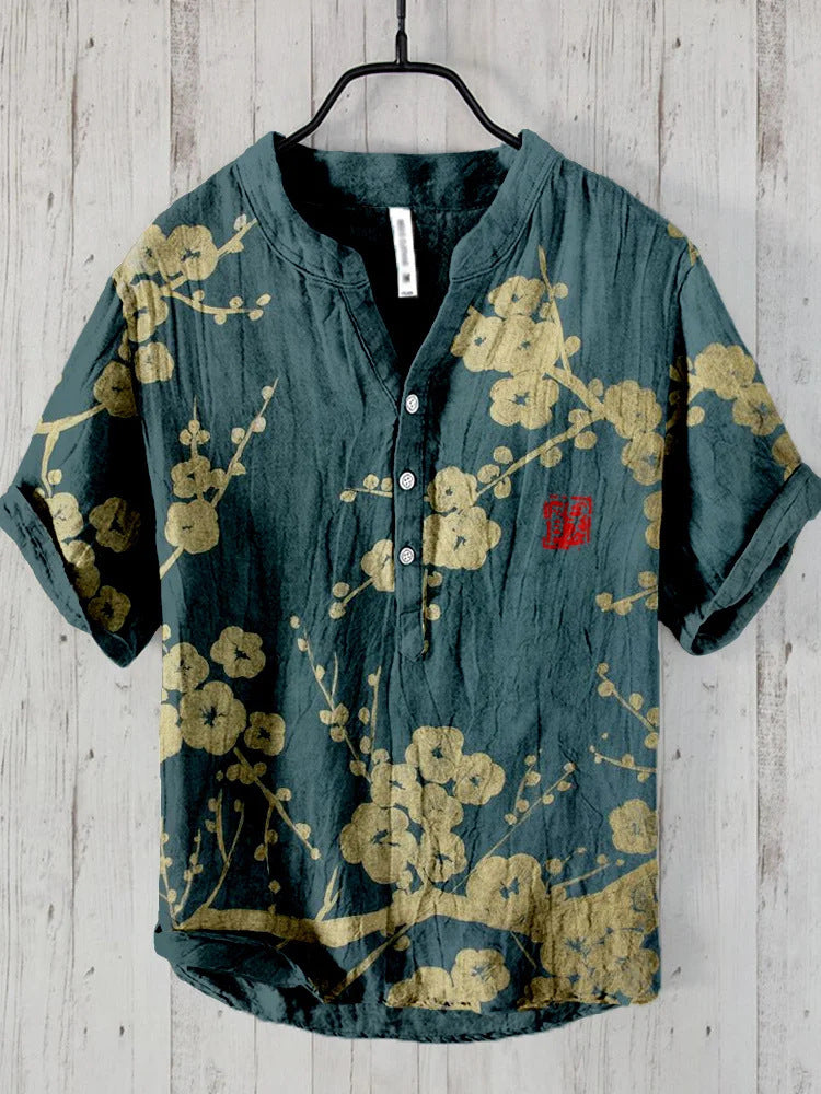 Levoire | Chemise Japonaise En Lin Mélangé Fleur de cerisier