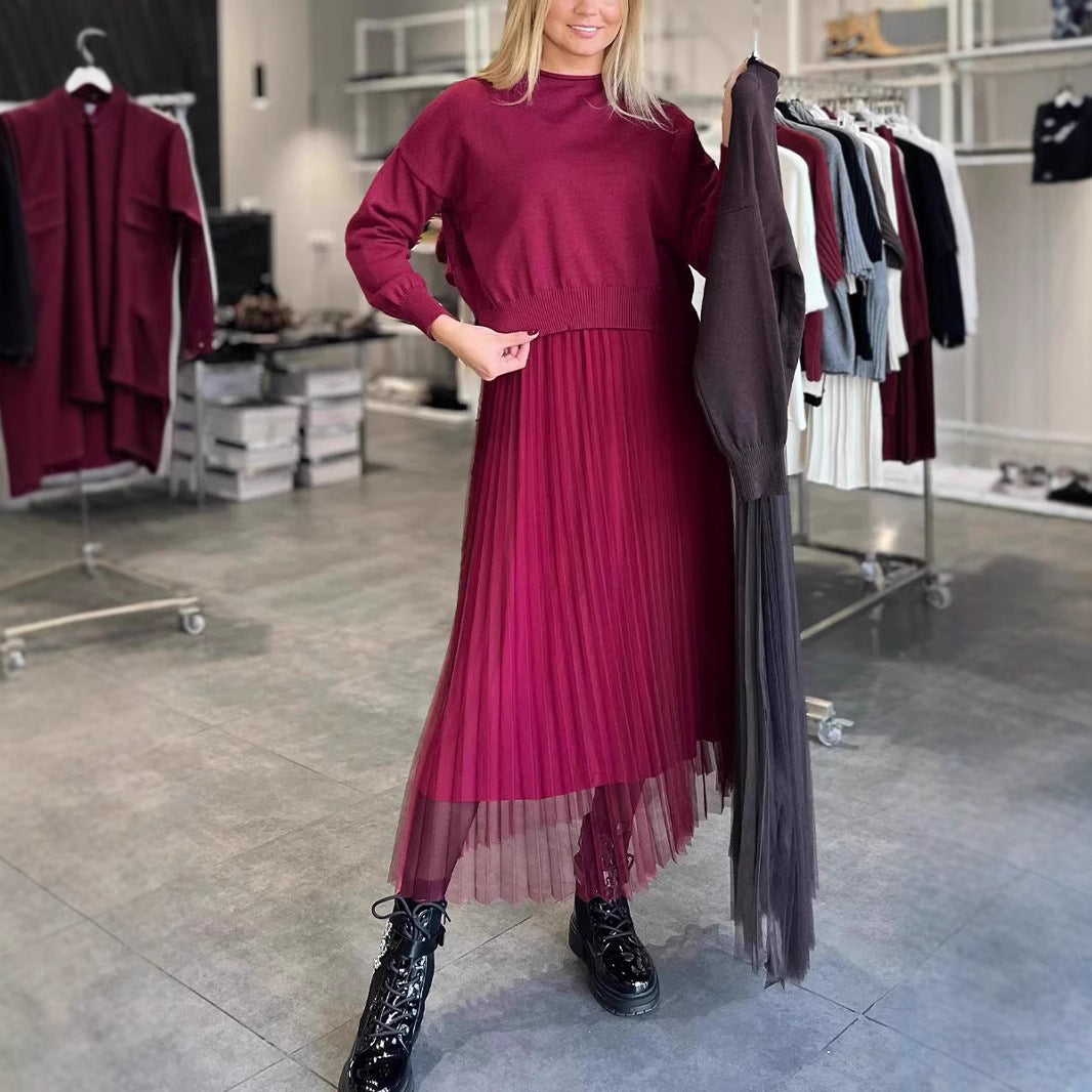 Robe maxi plissée pour femmes avec superposition élégante et haut chic Levoire