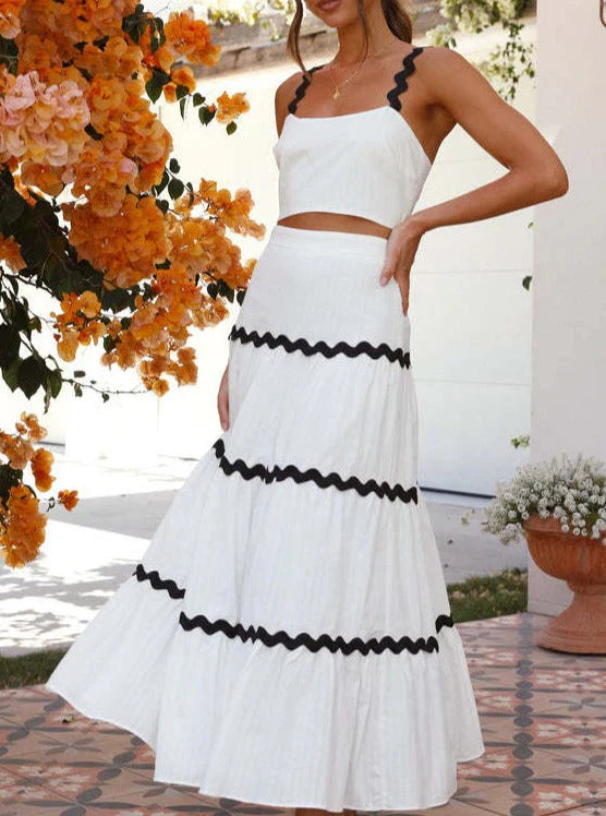 Levoire | Crop-Top Uni et Jupe à Volants Blanc