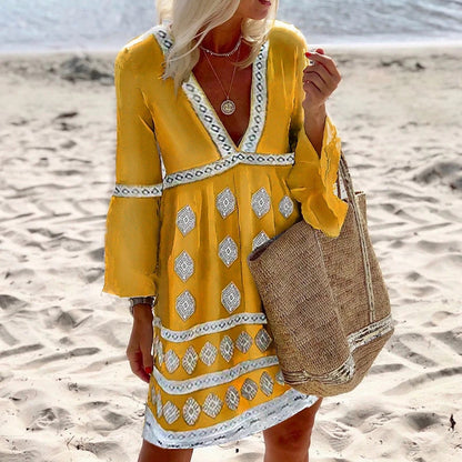 Levoire | Élégante robe midi imprimée à manches longues 099 Or