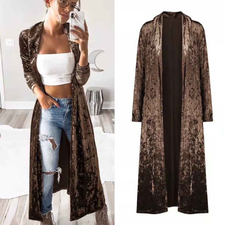 Cardigan en velours élégant pour femmes avec ouverture frontale et coupe décontractée Levoire