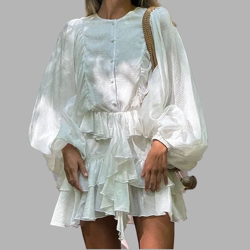 Robe à volants ludique pour femmes avec manches volumineuses Levoire