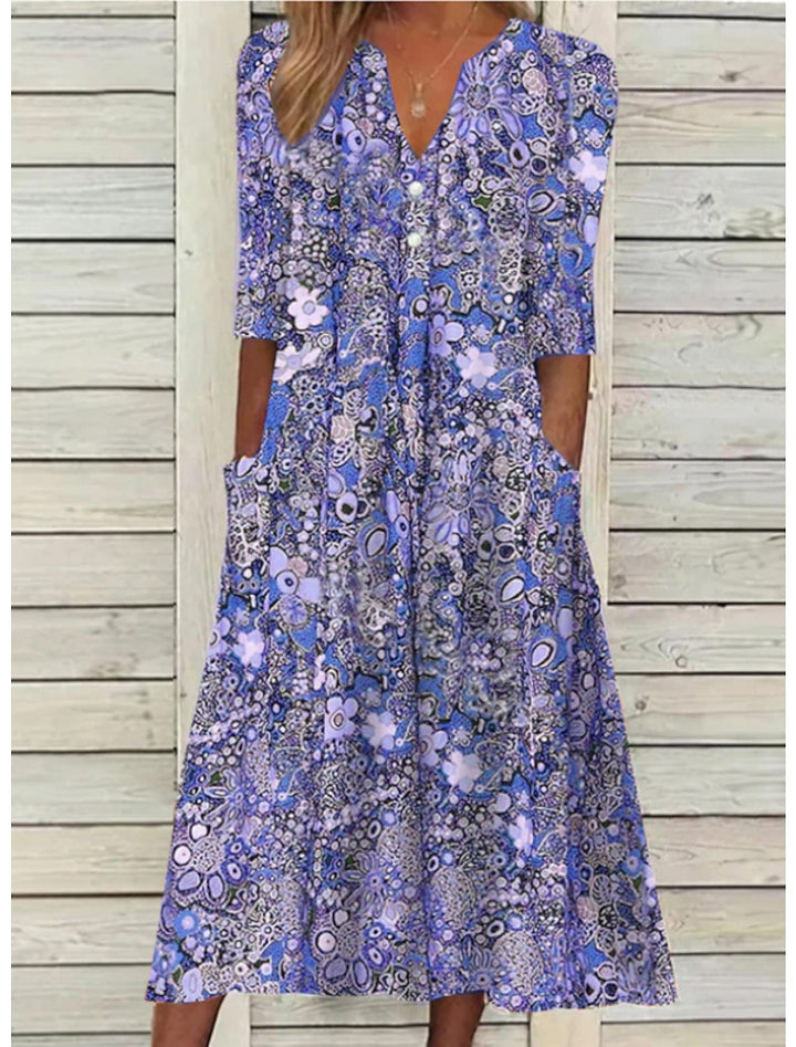 Levoire | Robe D'Été Mi-Longue Pour Femmes Bleu