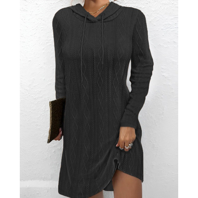 Robe en tricot pour femmes avec capuche et motif texturé Levoire