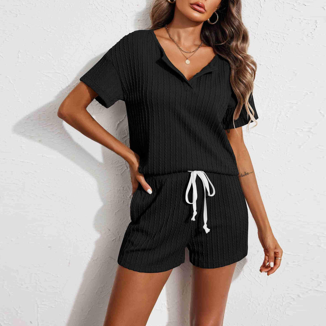 Levoire | Ensemble de shorts en jacquard à manches courtes Noir