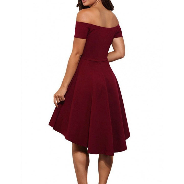 Robe femme à épaules dénudées avec ourlet asymétrique et jupe fluide Levoire