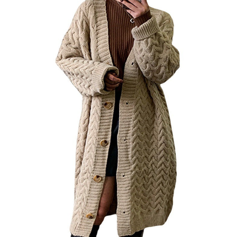 Cardigan en tricot pour femmes avec un design en câble volumineux et des fermetures à boutons pratiques Levoire