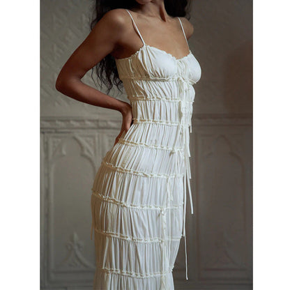 Levoire | Robe maxi plissée en dentelle élégante