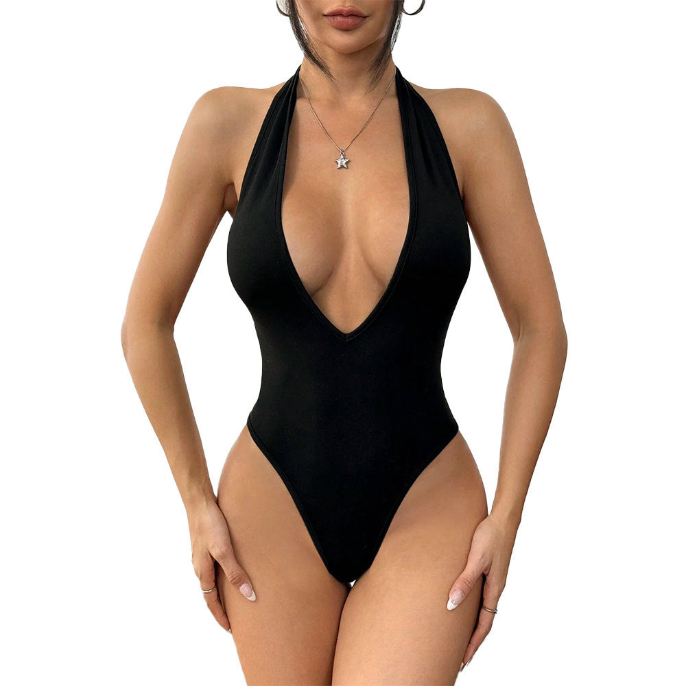 Maillot de bain femme avec décolleté en V profond et design dénudé des épaules Levoire