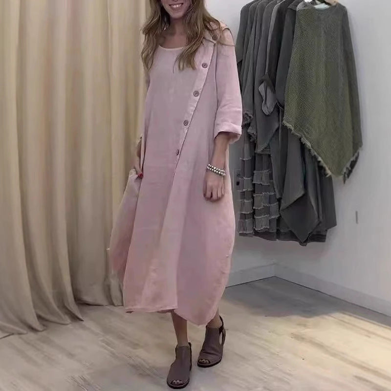 Levoire | Rennon Col Ronde Robe à Manches Longues Rosa