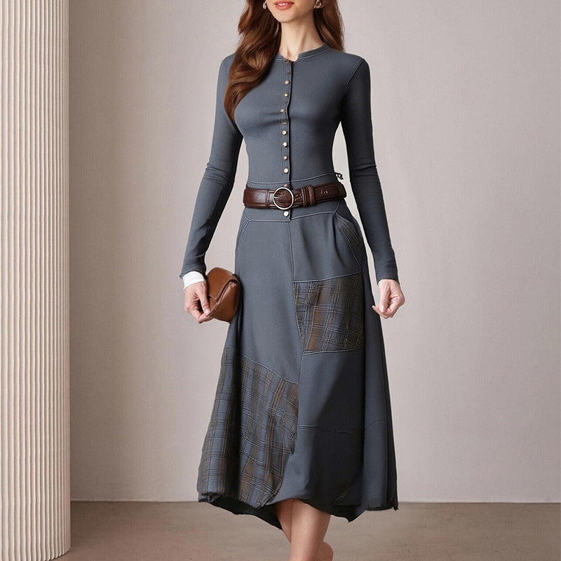 Robe midi élégante pour femmes avec boutonnières et détails contrastés Levoire