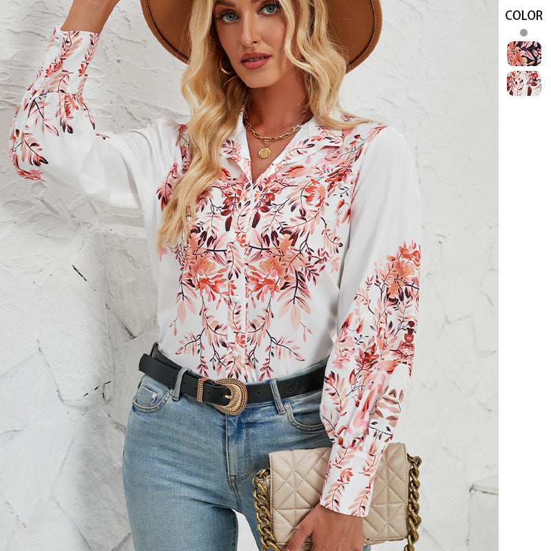 Blouses pour femmes avec des motifs floraux et des manches bouffantes élégantes Levoire