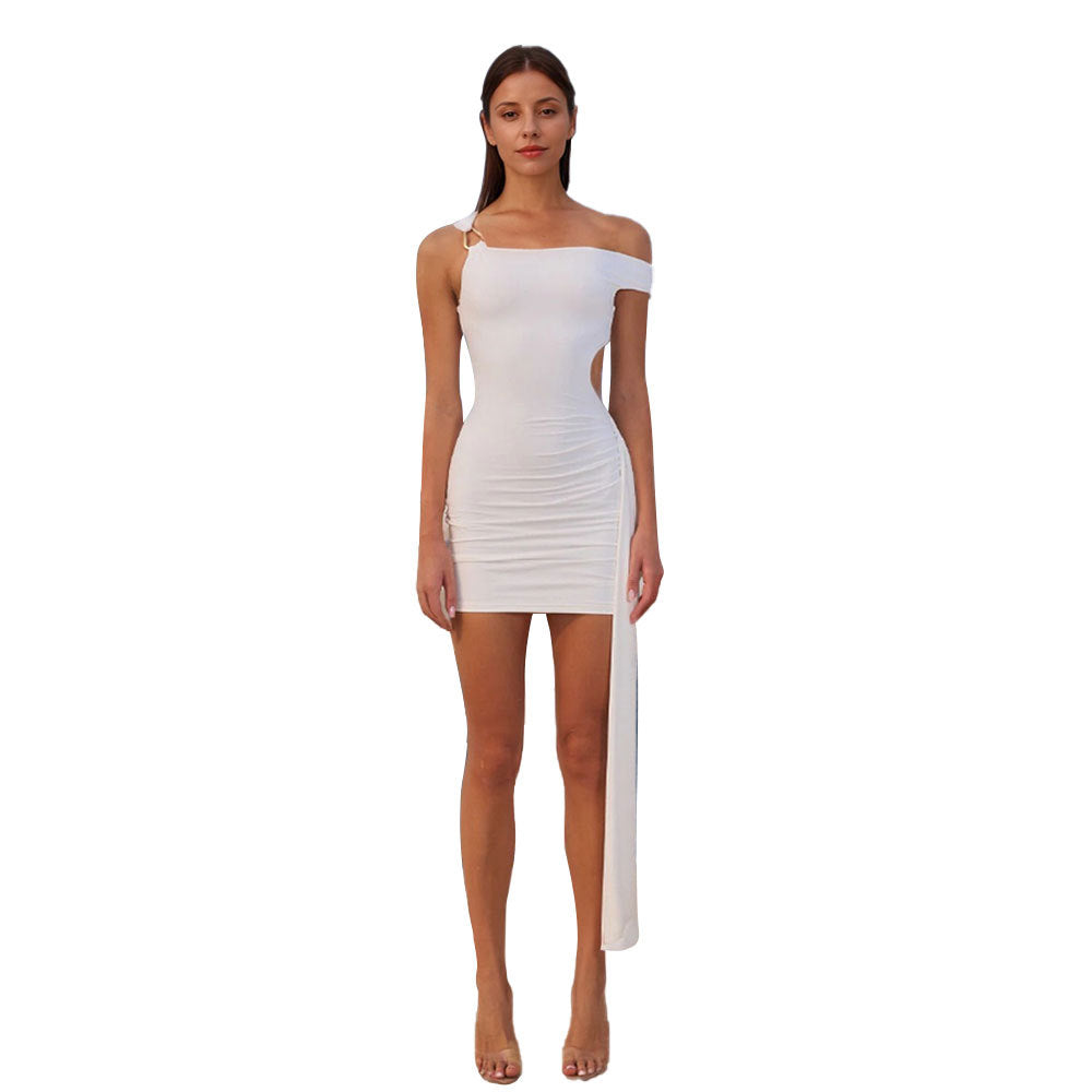 Robe mini femme avec coupe asymétrique et détails de volants élégants Levoire