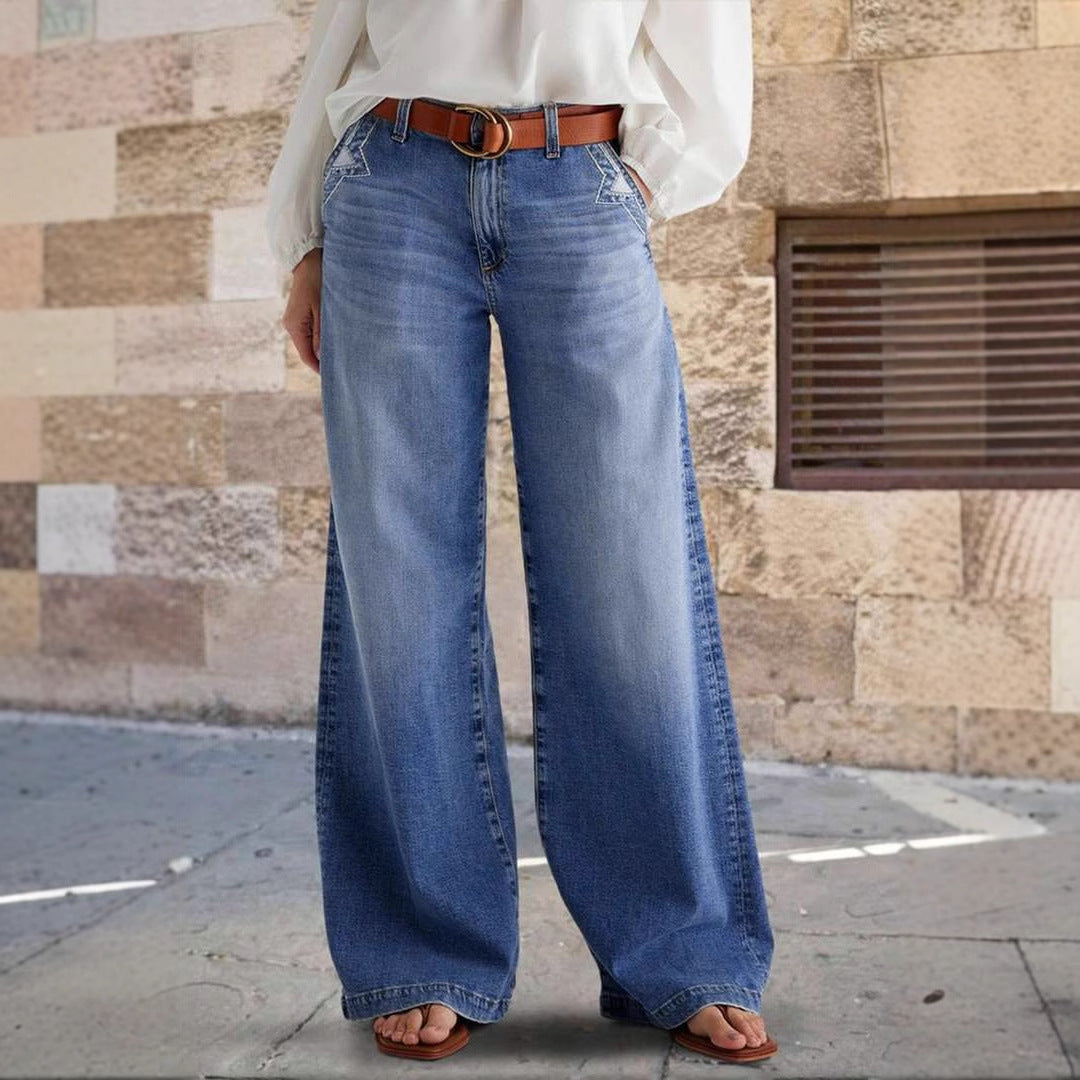 Pantalon en jeans large pour femmes Levoire