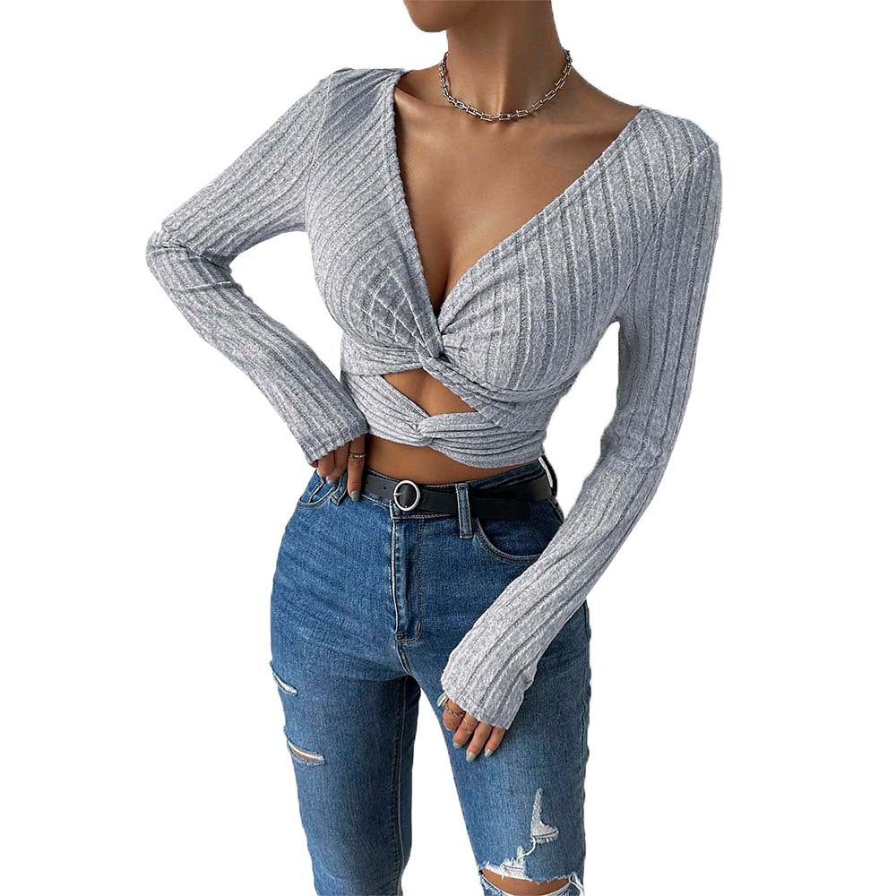 Top cropped femme avec design intemporel en torsion et manches longues Levoire