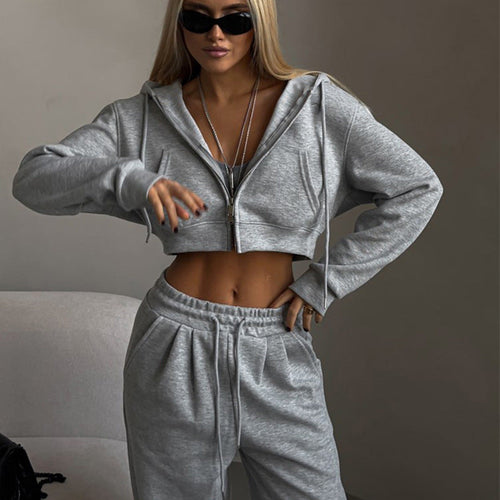 Levoire | Sweat à capuche court à taille serrée - cardigan en tricot avec poches kangourou