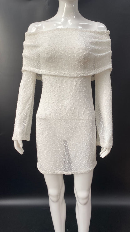 Levoire | Élégante Robe Longue à Épaules Dénudées Blanc