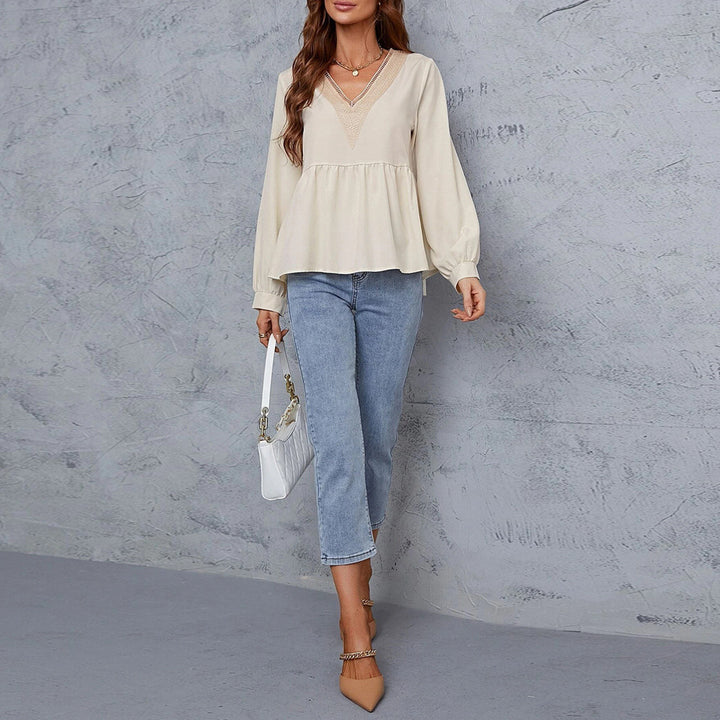 Blouse femme avec des manches embellies et de la dentelle Levoire