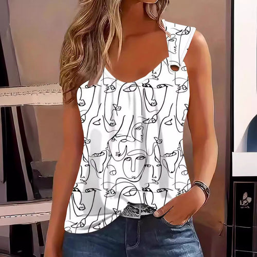 Levoire | Chic Été Rue Imprimé Bouton Grande Taille Top