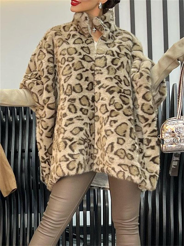 Manteau matelassé pour femmes avec motif léopard et col montant Levoire