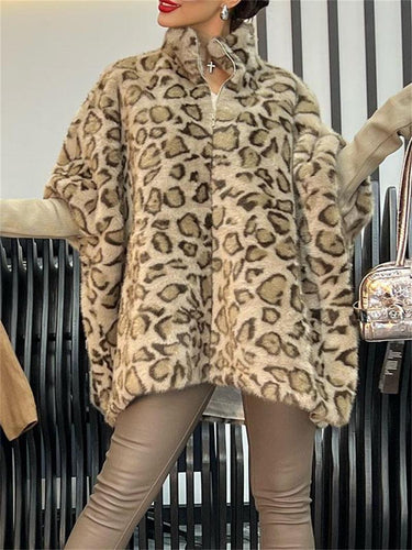 Manteau matelassé pour femmes avec motif léopard et col montant Levoire